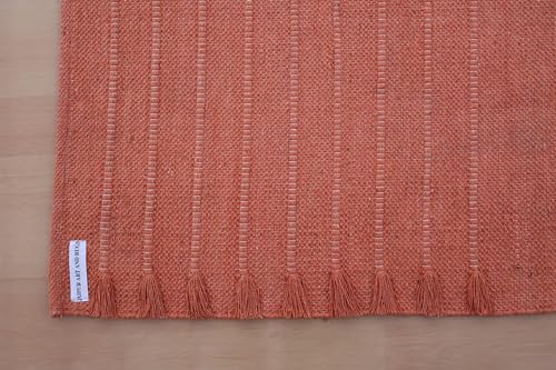 Jaipur Art & Rugs Cotton Yoga Rug - Eco-Friendly Hand-Woven Thick Mat (24”x72”x5mm) for Everyday Fitness at Home - Comfortable & Extra-Long - color: Orange