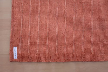 Jaipur Art & Rugs Cotton Yoga Rug - Eco-Friendly Hand-Woven Thick Mat (24”x72”x5mm) for Everyday Fitness at Home - Comfortable & Extra-Long - color: Orange