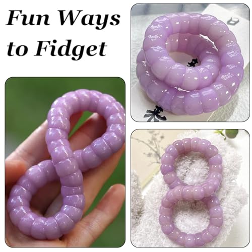 Natural Bodhi Seed Bracelets Anxiety Fidget Bracelets Anxiety Relief Items Protection Healing Stretch Bodhi Fidget Bracelet for Women Men - color: A3:Purple