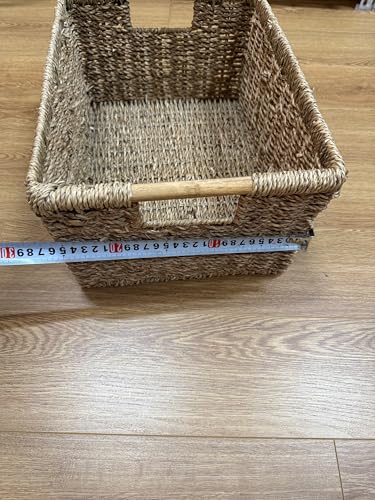 HomeRoots Seagrass Storage Baskets Set of 3, Woven Seagrass Baskets for Shelves, Closet, Nursery, Living Room, Natural Wicker Storage Baskets for Organization and Home Decor