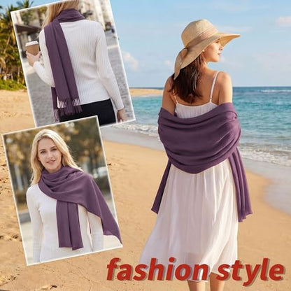 Pashmina shawls and wraps for Evening Dresses Scarf for Women Winter Shawl Wraps for Women Weedings - color: Purple