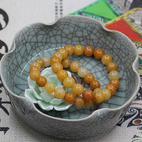 Keleny Fashion Crystal Man Women Stretch Bracelet 10mm Round Beads Rock Jasper 7 Inch Unisex - color: Multicolor Yellow Quartzite
