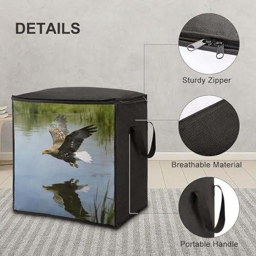 Eagle Storage Bag Portable Closet Organizer Storage Bags Quilt Storage Bags with Zippered Breathable Storage Bag with Carry Handles for Blanket Pillow Bedding