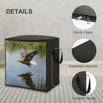 Eagle Storage Bag Portable Closet Organizer Storage Bags Quilt Storage Bags with Zippered Breathable Storage Bag with Carry Handles for Blanket Pillow Bedding