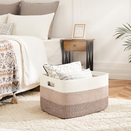 Artfeel Blanket Basket,Rectangle Woven Baskets for Storage,65L Laundry Basket for Decorative Nursery Blanket,Toys,Dirty Clothes and Magazine in Shelves,Baby Room,and Living Room
