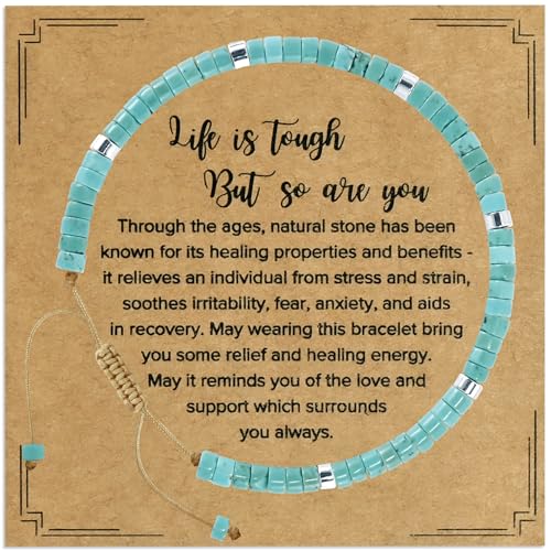 VIBILIA Get Well Gifts for Women, Inspirational Gifts Natural Stone Healing Bracelet, Thinking of You Encouragement Strength Bracelets for Women on Birthday Valentine's Day Easter Mother's Day - color: E. Blue Chalchite