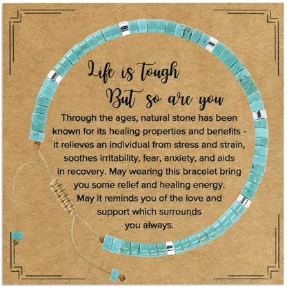 VIBILIA Get Well Gifts for Women, Inspirational Gifts Natural Stone Healing Bracelet, Thinking of You Encouragement Strength Bracelets for Women on Birthday Valentine's Day Easter Mother's Day - color: E. Blue Chalchite