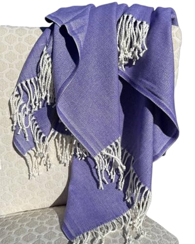 Alashan Cotton Acrylic Adirondack Herringbone Woven Throw (Acai) - color: Acai