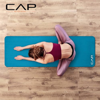 CAP Barbell 1-Inch High Density Exercise Yoga Mat with Strap | Multiple Colors - color: Teal