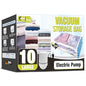 HIBAG Vacuum Storage Bags with Electric Pump, Vacuum Seal Bags for Clothing, Pillows, Blanket Bedding Comforters, 10 pack Large - size: LARGE