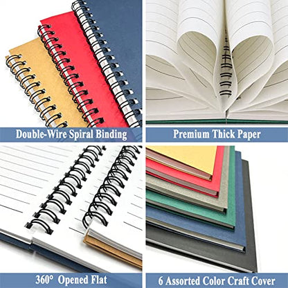 GINMLYDA Small Spiral Notebook 12Pack, 120 College Ruled Lined Pages 5.5 x 8.25 Inches Bulk Spiral Bound A5 Journal Notebooks & Writing Notepads for Work School Home Office Note Taking Journaling