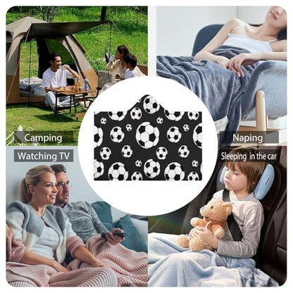 Soccer Balls Football Large Size Comfortable Hooded Blanket, Warm Blanket 40"x50" - color: Soccer Balls Football, size: 40"x50"