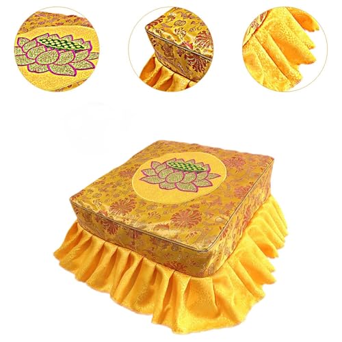 Kneeling Meditation Stool with Washable Cover 18.50x18.50x9.84inch Flat Seat Prayer Stool Comfortable Floor Seat for Adults- Yellow Set