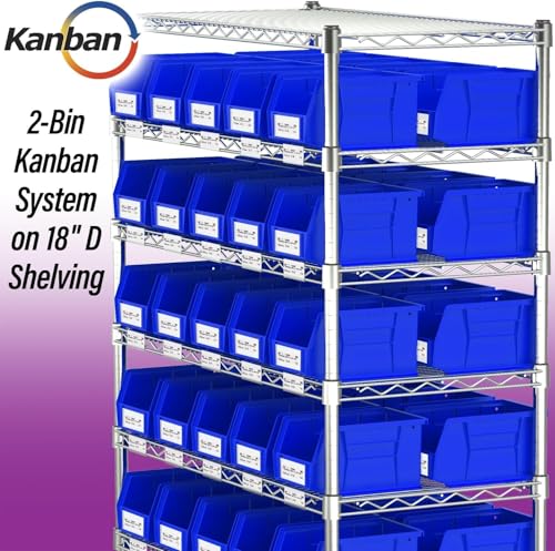 Akro-Mils 30237 AkroBins Plastic Storage Bins, Space-Saving Stackable Bins for Garage, Pantry, Craft Organization, 9" x 6" x 5", Blue, 12-Pack - color: Blue