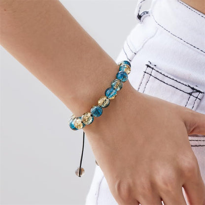 LANG XUAN Beaded Stretch Bracelets for Women Men Healing Crystal Stone Bracelet Bead Adjustable Unisex Gemstones Bracelets 10MM Weave Jewelry Gifts - color: 2pcs Yellow blue