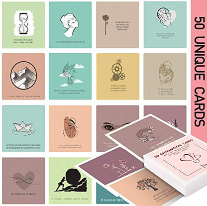 50 Affirmation Card for Women With 100 positive affirmation quotes, daily affirmation cards set. Self Care and Meditation Gift For Women. Empowering, Inspirational Affirmation for Stress Relief - color: 50BluePink