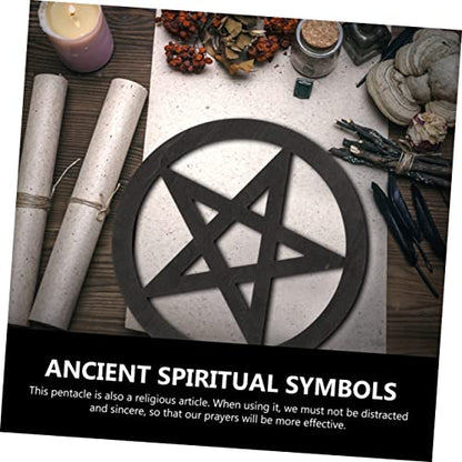Garneck 2pcs Wooden Pentacle Altar Decor Ritual Object for Home Office and Restaurant for Sacrifice Supplies Wall and Table Decoration Brown Black