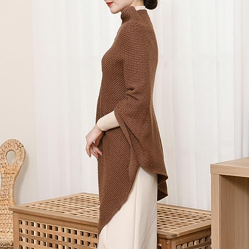 Shawl Wraps Women Fashion Knitted Shawls and Wraps Cardigan Cape Crochet Winter Shoulder Top Sweater Shawl Scarf - color: A Dark Coffee