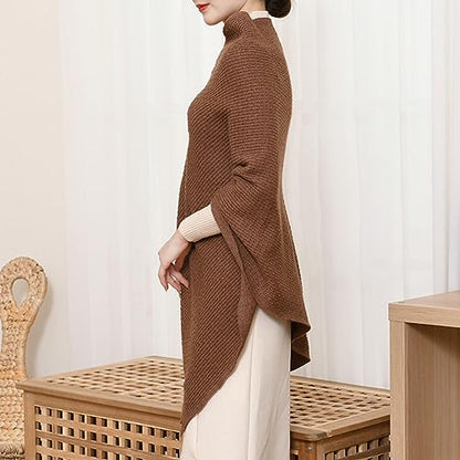 Shawl Wraps Women Fashion Knitted Shawls and Wraps Cardigan Cape Crochet Winter Shoulder Top Sweater Shawl Scarf - color: A Dark Coffee