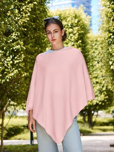 Lacretazhi Women'S Shawl Wraps Poncho Sweater Lightweight Knit Scarf With Buttons Versatile Cape Cardigan Spring Summer Fall - color: Lightpink