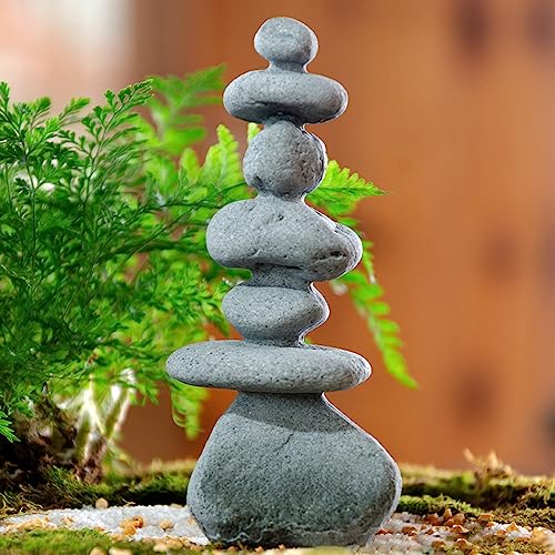 7-Stone Mini Stacked Zen Rock Stone Decor,Handmade Rocks Statues Japanese Garden Decor, Fish Tank Aquarium Decorations,Micro Landscape Decor (7-Stone) - size: 7-Stone