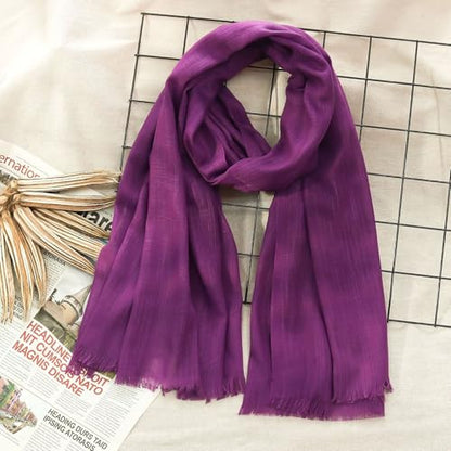 Women's Cotton Scarves Lady Light Soft Fashion Solid Scarf Wrap Shawl - color: Deep Purple
