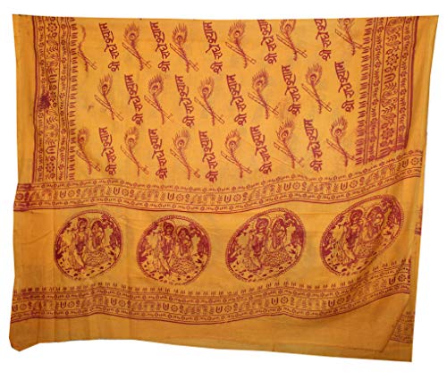 Odishabazaar Large Meditation Yoga Prayer Shawl - Sri Radhe Shyam Mantra(54x34 inch)