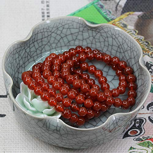 Keleny Gem Semi Precious Gemstones 8mm Round Beads Crystal Stretch Bracelets 7 Inch Unisex - color: AA Grade Dyed Red Agate