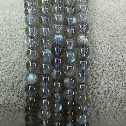 Keleny 4mm Natural Round Beads Gemstones Rock Crystal Stretch Bracelet 7 Inch Unisex - color: Grey Labradorite Quartzite