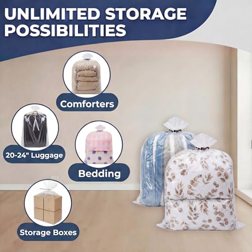 Wowfit 5 CT 32x42 inches Big Large Clear Plastic Bags Perfect for Blanket, Duvets, Pillows, Plush Toys, Comforter and Basement Storage (1.6 Mil Flat Bags) - size: 32"x42"