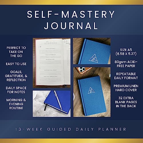 Self-Mastery Journal for Men - Gratitude Journals – 5 Minute Journal - Reflection Manifestation Journals for Mindfulness – Self Care Journal – Goal / Guided Gratitude Journal for Women & Men - color: Ocean Blue