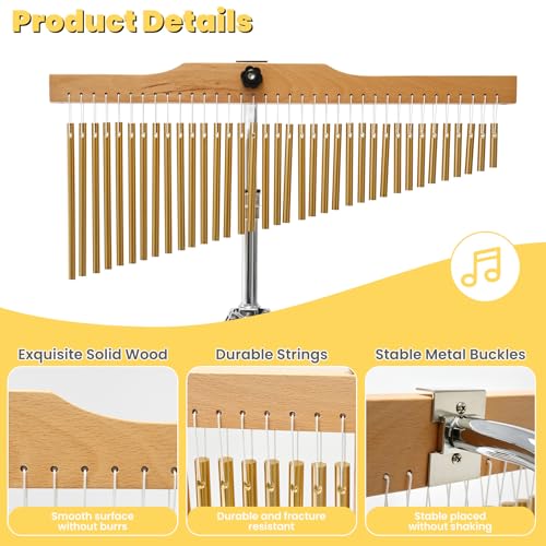 36-Bar Chimes Percussion 36 Notes Musical Instruments Single-Row Wind Chimes with 2.5-4FT Adjustable Stand Musical Percussion for Orchestras Choirs Classrooms Church Bands
