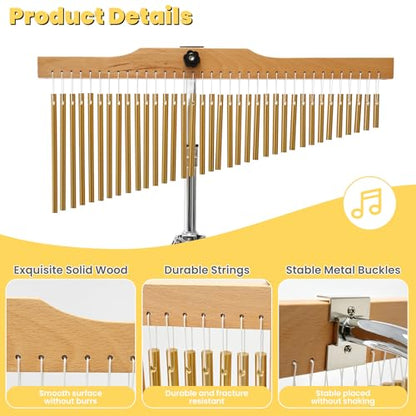 36-Bar Chimes Percussion 36 Notes Musical Instruments Single-Row Wind Chimes with 2.5-4FT Adjustable Stand Musical Percussion for Orchestras Choirs Classrooms Church Bands