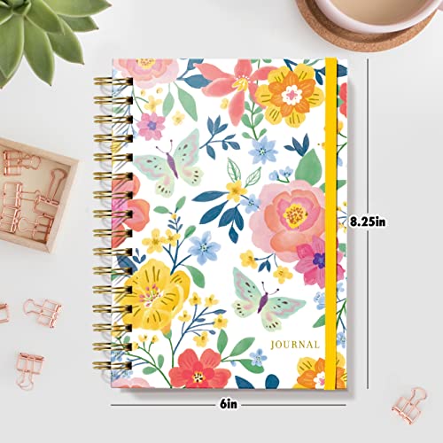 Designer Greetings, Designer Papers Flex Cover Journal with Elastic Band, Floral - 320 Pages (6” x 8.25”) - Back-to-School Supplies, Creative Writing, Personal Notes - style: Floral