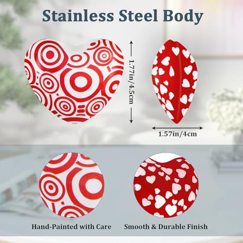 Botanical Breeze Heart Chimes, 2 Pack Stainless Steel Heart Bells with Hand-Painted Designs, Portable Soothing Hand Chimes for Meditation, Yoga & Sound Healing, Idea