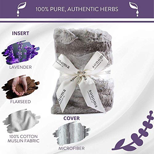 Sonoma Lavender Spa Heat Wrap for Neck, Shoulders and Lower Back, Microwaveable Lavender Aromatherapy Heating Pad, Removable and Washable Covers, Stress and Pain Relief (9" x 26", Platinum Angora) - color: Platinum Angora