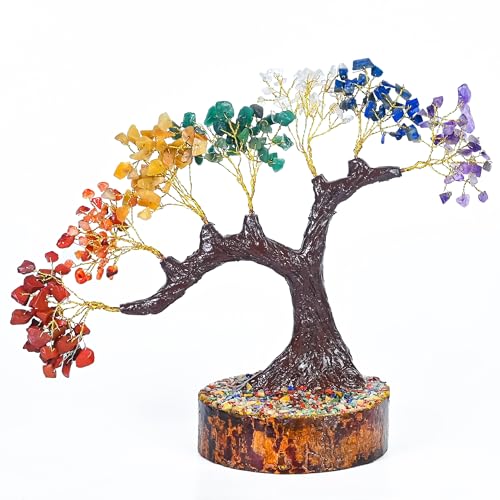 Crocon® 7 Chakra Bonsai Crystal Tree, Healing Crystals Home Decor | Spiritual Gift, Birthday Gifts Women, Mom, Sister | Housewarming Gifts New Home | Meditation Decor, Gift for Her Grandma - color: 002a Seven Chakra (Bonsai Tree)