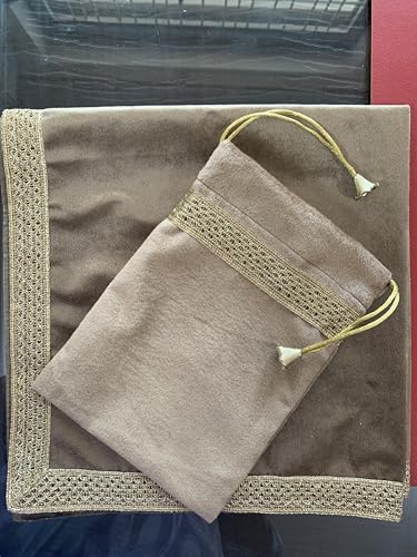 SMMS Spiritual Velvet Table Cloth Altar Tarot Spread (Beige, Medium- 61cm*61cm/ 24inch*24inch) - color: Beige, size: Medium- 61cm*61cm/ 24inch*24inch