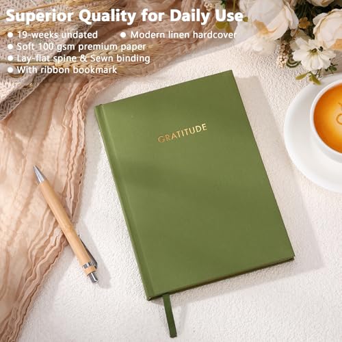 Gratitude Journal Daily Self Care Affirmations Gift for Christmas Birthday Fathers Day Christian Positive Journal Gifts for Friends Dad Mom Cowrker Employee(Dark Green,Minimalist)