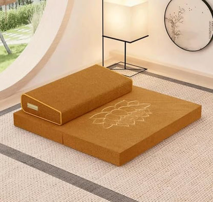 Large Meditation Mats, Meditation Meditation Mats, Futons, Household Folding, Thickened Fabrics, Coconut Palm, Kneeling Mats(Size:60x60cm(24x24inch),Color:Earthy Yellow-1)