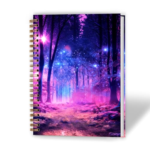 Mystical Purple Forest Notebook, Enchanted Nature Journal, Nature Lover Gifts Journal for Women, Fantasy Winter Forest Hardcover Spiral Notebooks, 5.5x8.3 Inch - color: Color_20