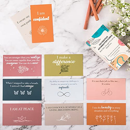 100 Affirmation Cards for Women and Men With 150+ Thought-Provoking Questions, Unique Affirmation cards for stress Relief, Meditation and Self Care Gift For Women and Men. - color: 100Earth