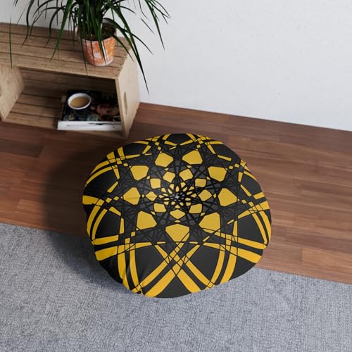 Modern Round Tufted Floor Pillow Boho Cushion Meditation Pillow Floor Cushion Yoga '12.Uncommon.Journey' Art Mitzisniftis