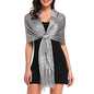 vimate Sparkling Metallic Shawls and Wraps for Evening Party/Wedding/Formal Dresses (With Free Buckle) - color: H#. Dark Grey (With Dark Grey Buckle)
