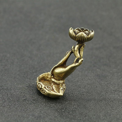 Backflow Incense Buddha Hand Ornament, Brass Incense Holder for Zen Tea Table and Coffee Table, Small Desktop Decoration