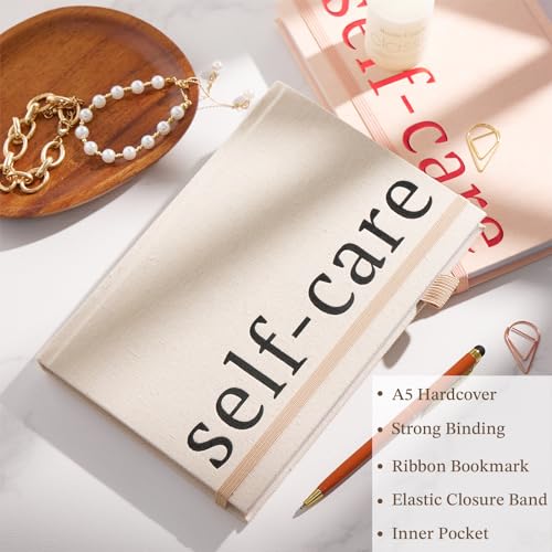 Self-Care Journal – 91 Days Daily Reflection Notebook – Mental Health Journal, Anxiety & Guided Journal for Women & Men, Meditation & Mood Log, A5 (Beige) - color: Beige