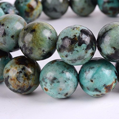 Justinstones Gem Semi Precious Gemstone 10mm Round Beads Stretch Bracelet 7 Inch Unisex - color: A Grade African Turquoise