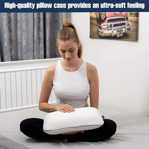 alkamto Travel & Camping Comfortable Memory Foam Pillow – Easy to Carry Portable Bag – Temperature Regulating Pillow Case (White) - size: White Travel