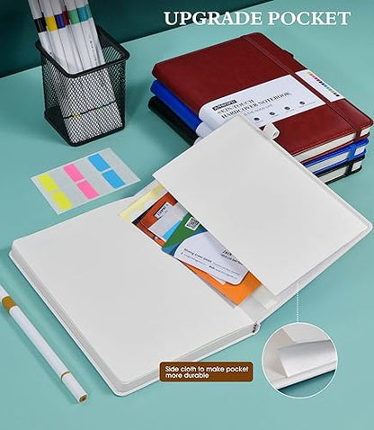 Ansopu Lined Journal Notebook for Writing, A5 100 GSM Thick Paper, Leather Hardcover Journal for Woman Men, Travel Journal Diary 160 Pages(5.75'' X 8.38'' White) - color: White