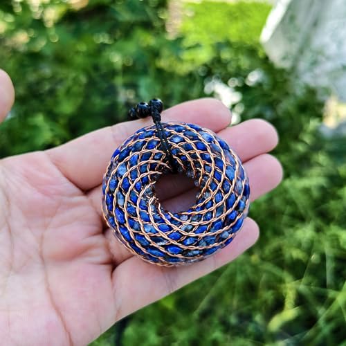 Rodin Coil & Orgone Pendant Necklace for Meditation, Reiki Energy Necklace, Chakra Balancing, Spiritual Protection - style: Lapis lazuli